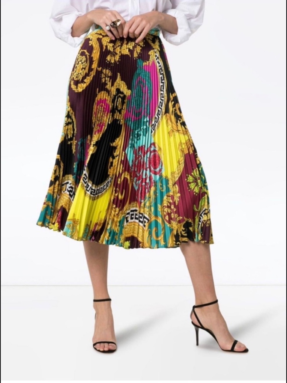 Summer Baroque Pleated Midi Skirt